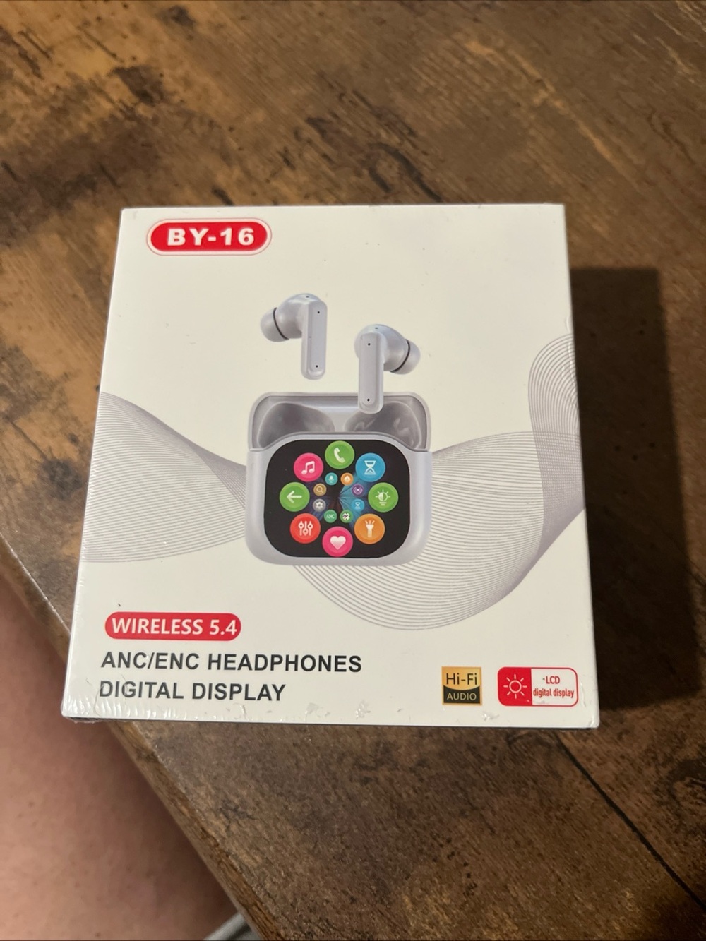 White Wireless ANC/ENC Headphones with Digital Display